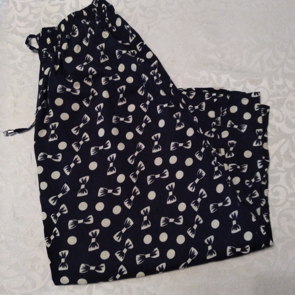 Poly/cotton blend wide leg pants